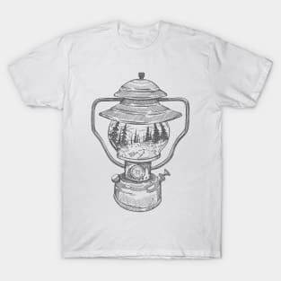 Camping Lantern with Mountain Hike Reflection T-Shirt